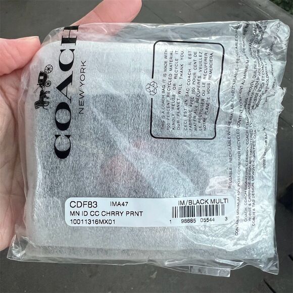 COACH Mini Skinny Id Case Cardholder Wallet w Cherry Print NWT AUTHENTIC - Picture 7 of 9